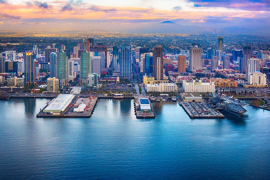 Downtown San Diego Skyline Aerial Photograph by Art Wager