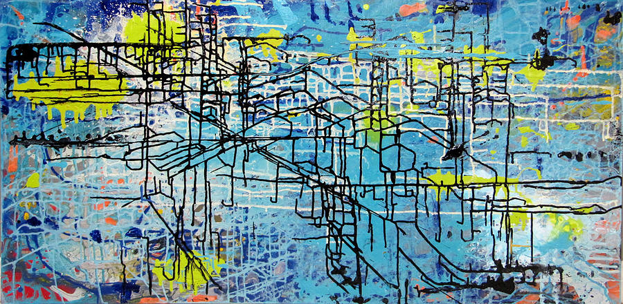 Abstract Painting - Downtown by Shelley Heffler