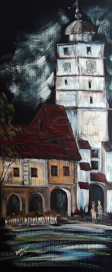 Downtown Sibiu Romania Painting by Dorothy Maier