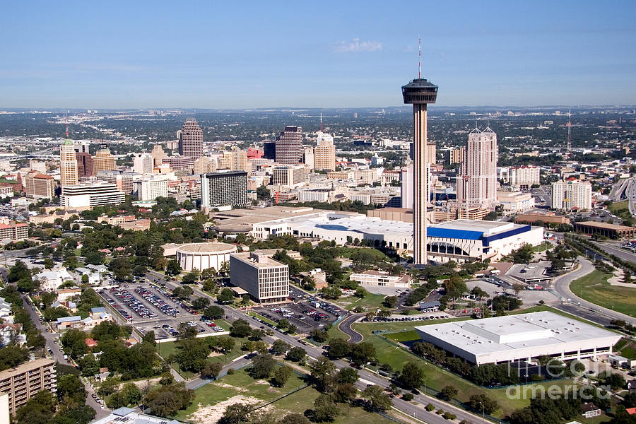 San Antonio Photograph - Downtown Skyline of San Antonio Texas by Bill Cobb