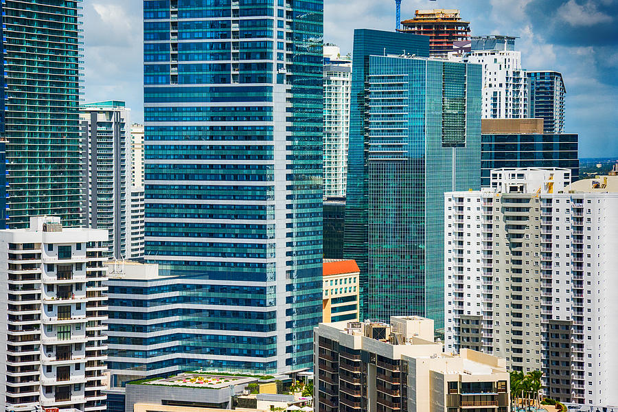 Downtown Skyscraper Close Up of Miami Florida Photograph by Art Wager