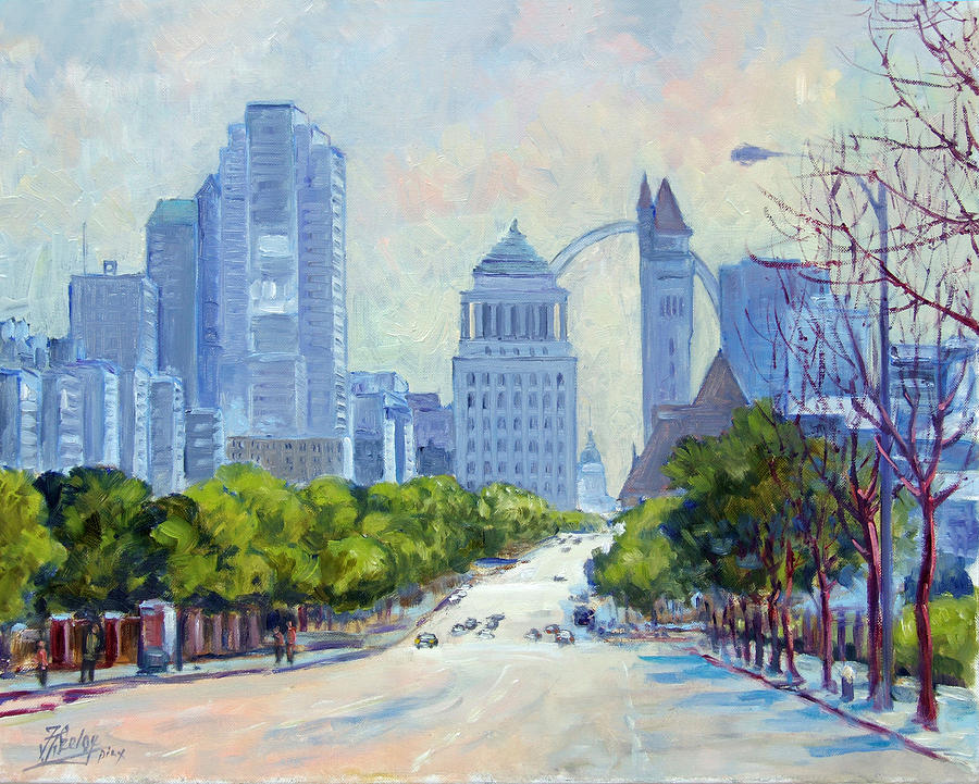 Downtown St.Louis from Market Street Painting by Irek Szelag