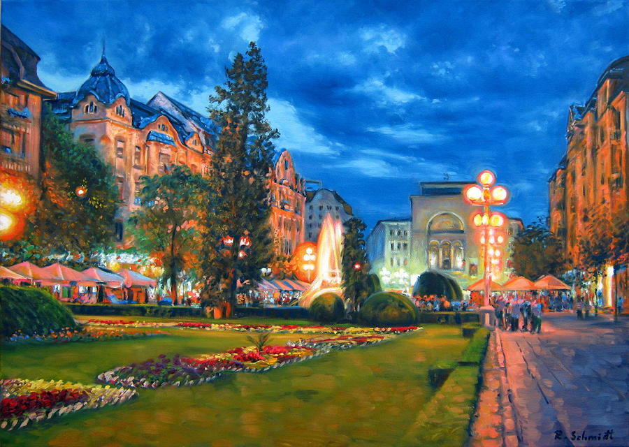 Flower Painting - Downtown the City of Timisoara by Schmidt Roger