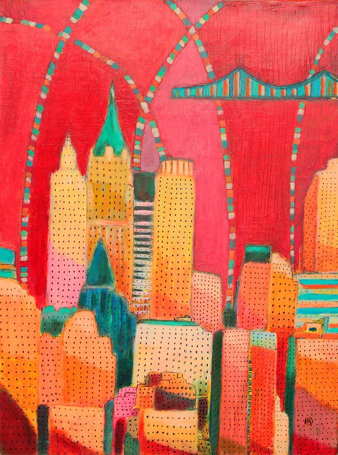 Landmark Painting - Dowtown Manhattan by Habib Ayat