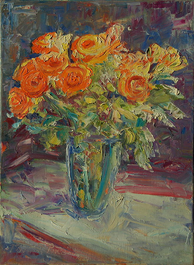 Dozen Orange Roses Painting by Thomas Bertram POOLE