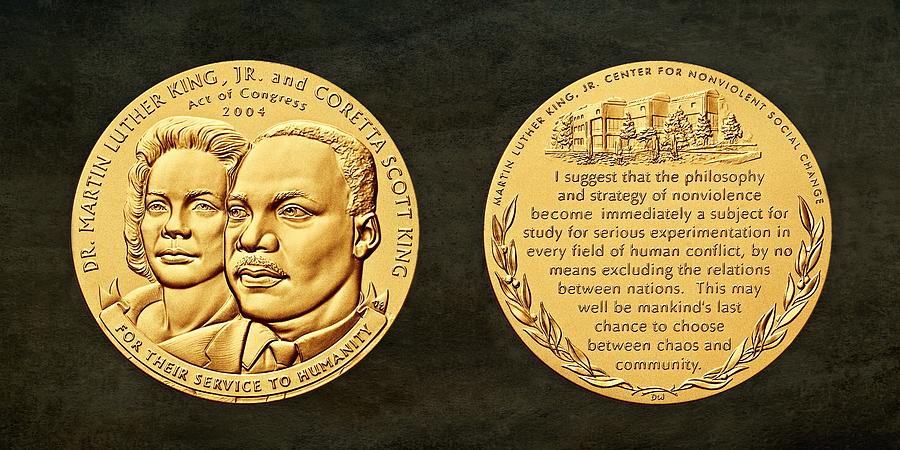 Dr Martin Luther King Jr and Coretta Scott King Bronze Medal Art Photograph by Movie Poster Prints