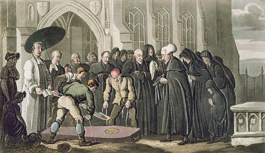 Clergyman Drawing - Dr Syntax At The Funeral Of His Wife by Thomas Rowlandson