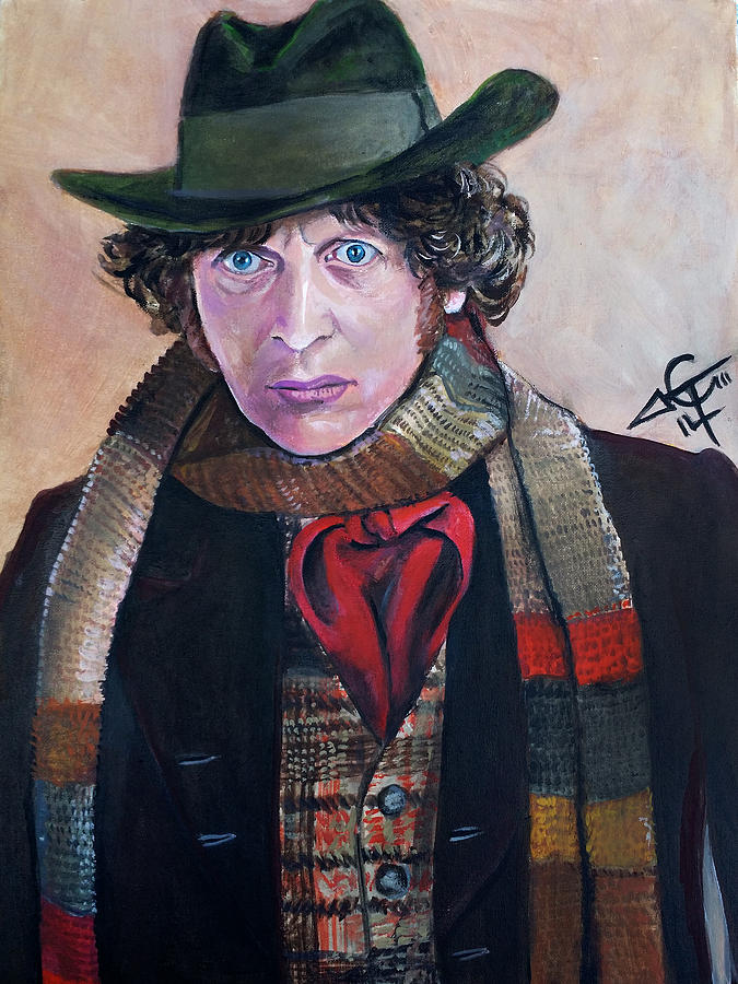 Dr Who #4 - Tom Baker Painting by Tom Carlton