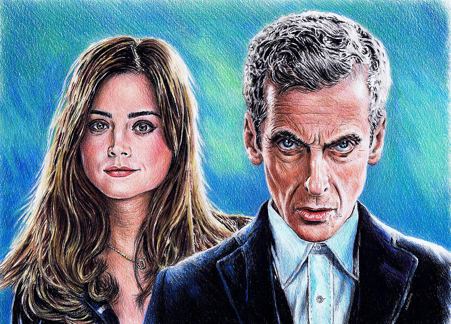 Dr Who and Clara Drawing by Andrew Read
