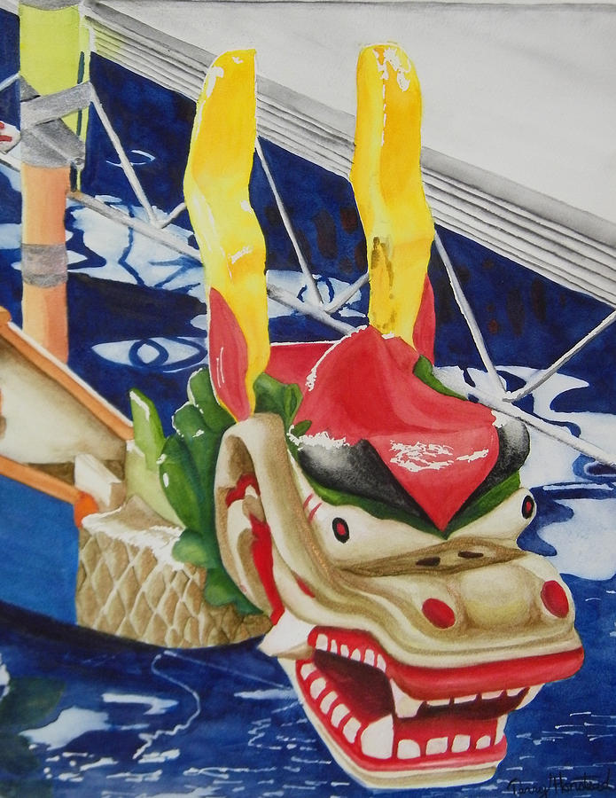 Dragon Boat Painting by Terry Honstead