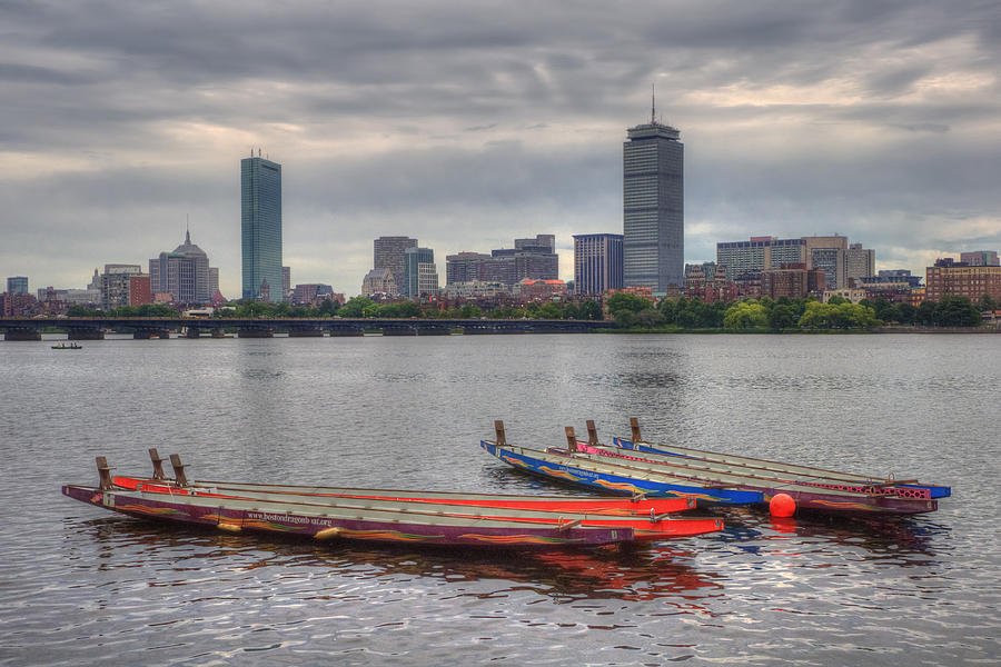 Dragon Boats - Boston Skyline Photograph by Joann Vitali