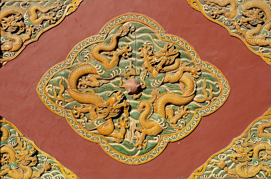 Dragon Detail in Beihai Park - Beijing China Photograph by Brendan Reals