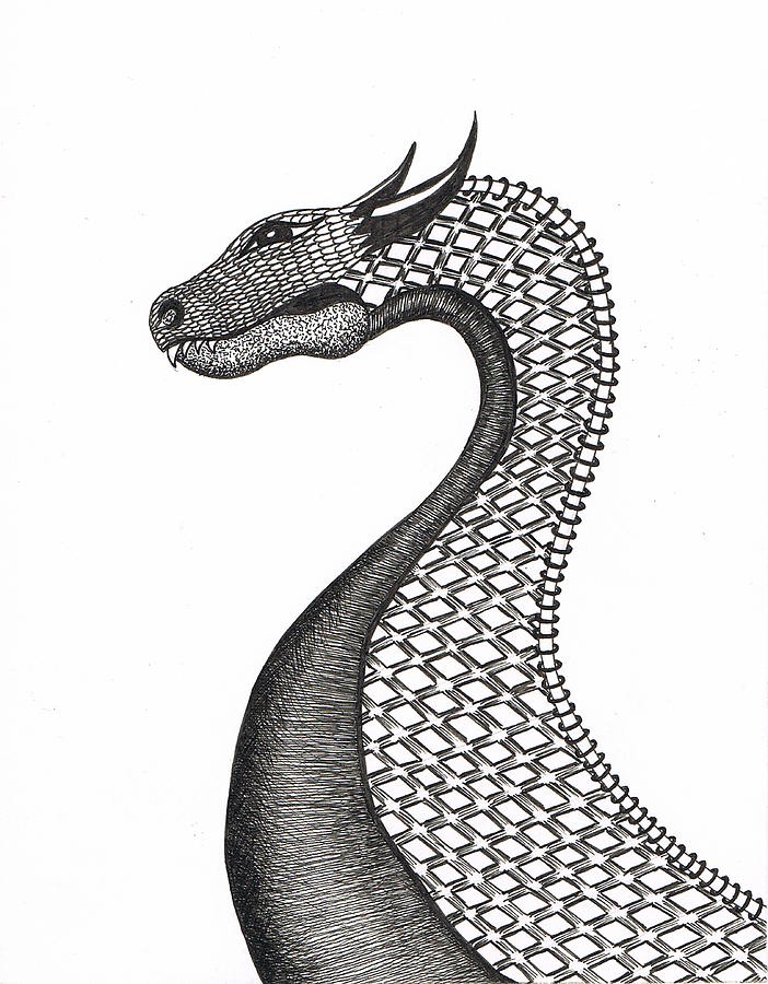 Dragon Drawing - Dragon Droid by Marie Wern
