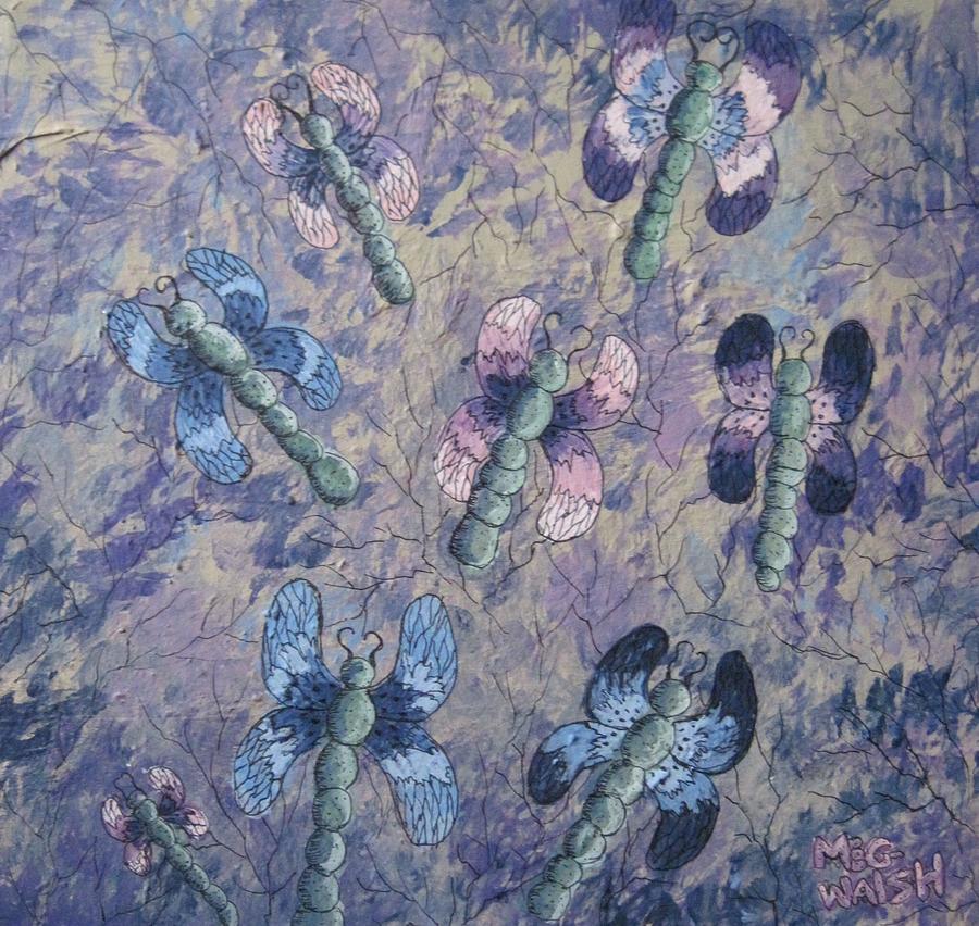 Dragon fly blues Painting by Megan Walsh