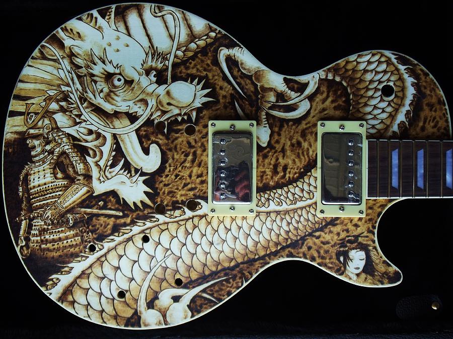 Dragon Guitar Pyrography by Freddy Smith