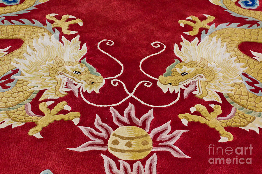 Dragon image on the carpet Photograph by Tosporn Preede