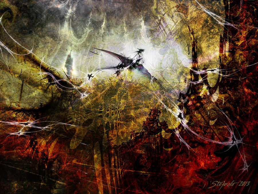 Abstract Digital Art - Dragon Realms by Stefano Popovski