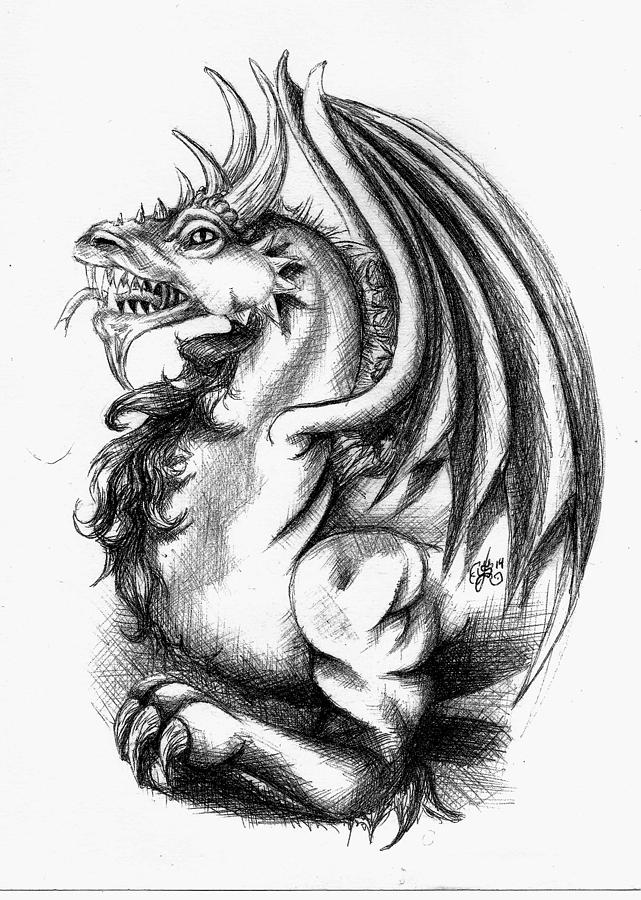Dragon Drawing by Scarlett Royale