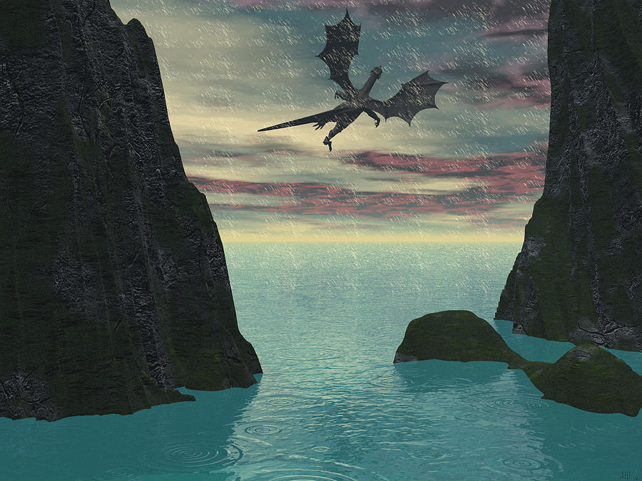 Fantasy Digital Art - Dragon Storm by Michele Wilson