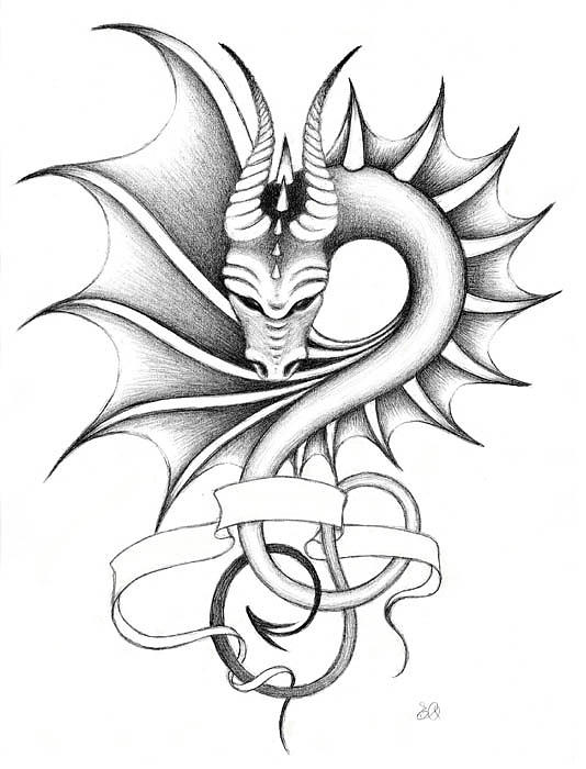 Dragontattoo II Drawing by Erla Alberts Pixels