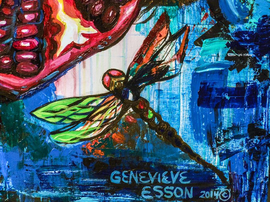 Dragonflies Abstract 4 Painting by Genevieve Esson