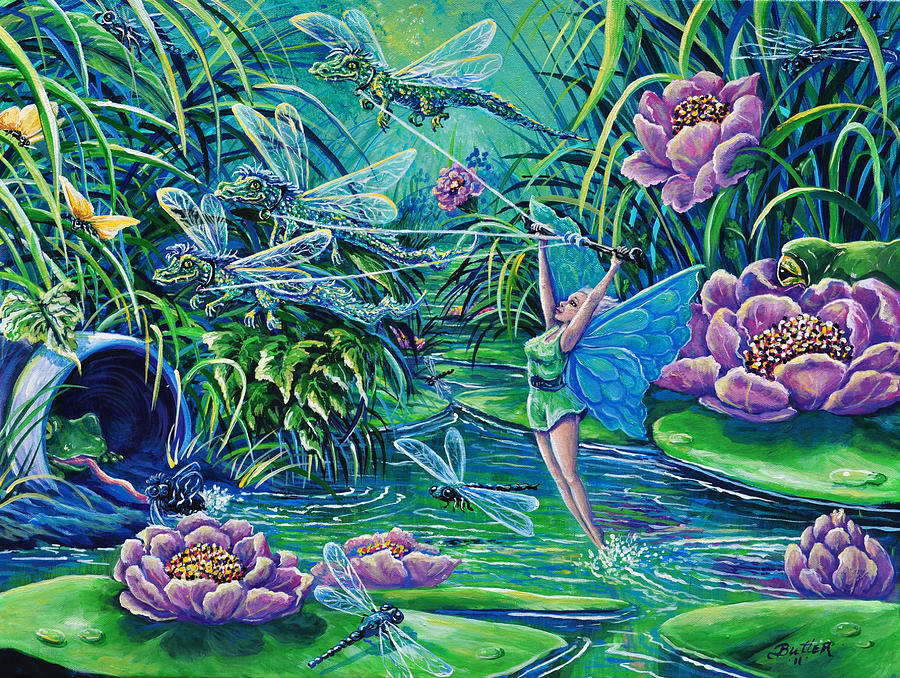 Dragonflies Painting by Gail Butler