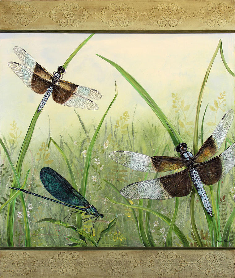 Dragonflies In the Meadow Painting by Jean Plout