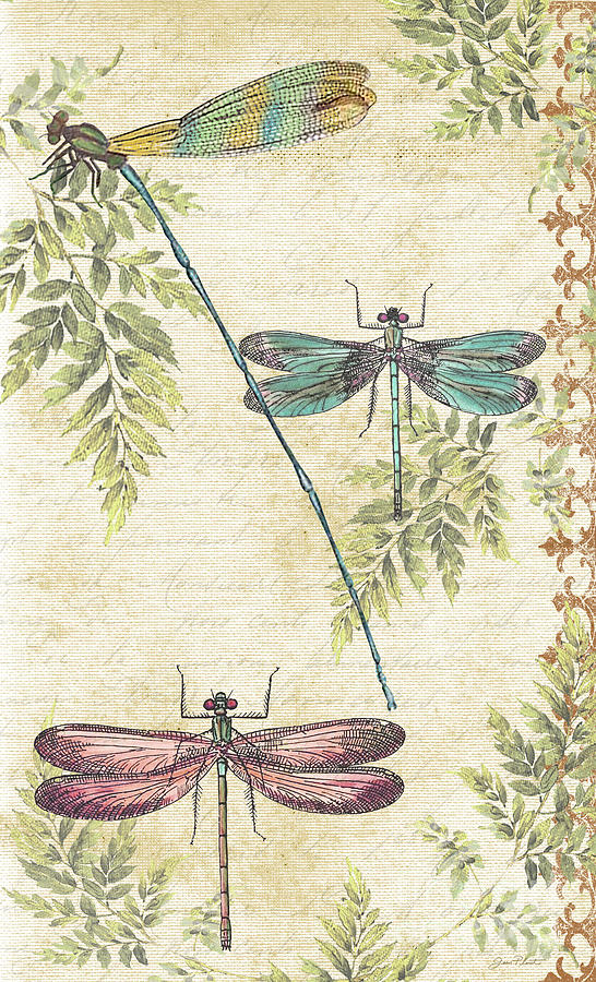 Typography Painting - Dragonflies in the Summertime-JP2325 by Jean Plout