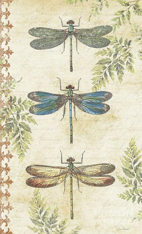 Dragonflies in the Summertime-JP2324 Painting by Jean Plout