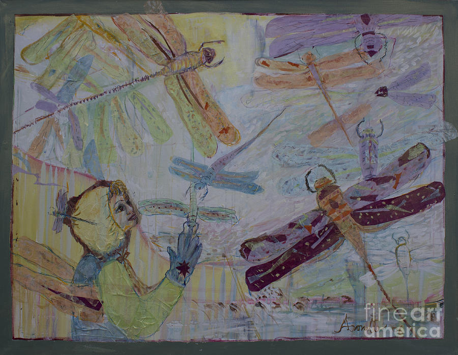 Flying Insects Painting - Dragonflies in Winter by Avonelle Kelsey
