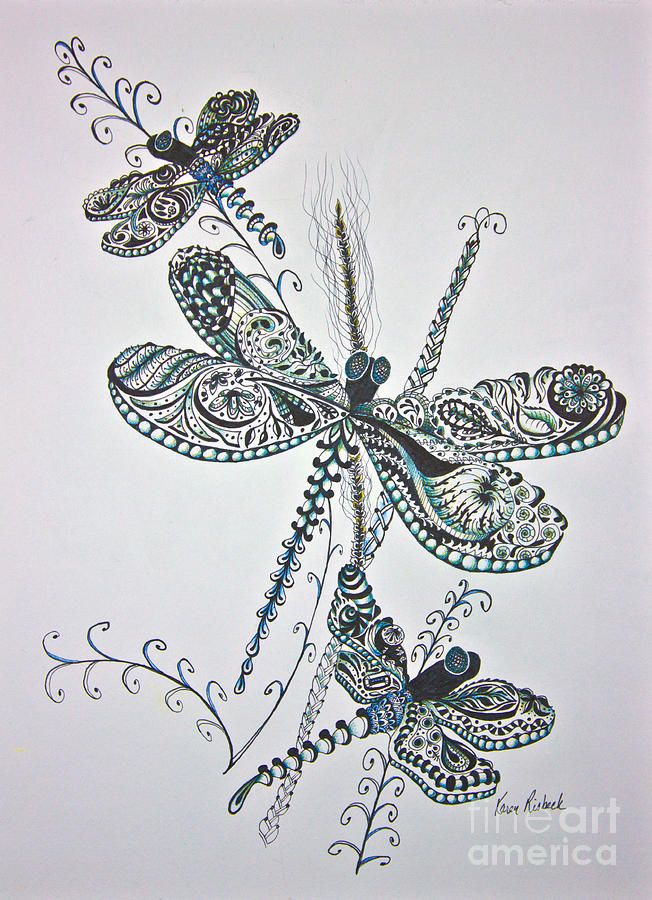 Dragonflies Drawing by Karen Risbeck - Fine Art America