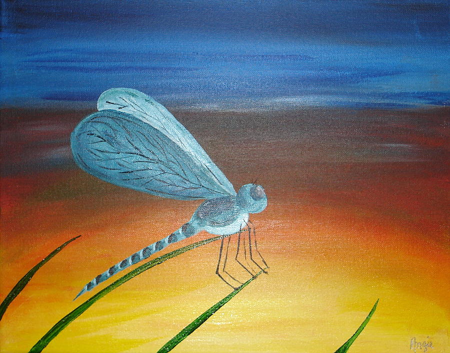 Dragonfly at Dawn Painting by Angie Butler