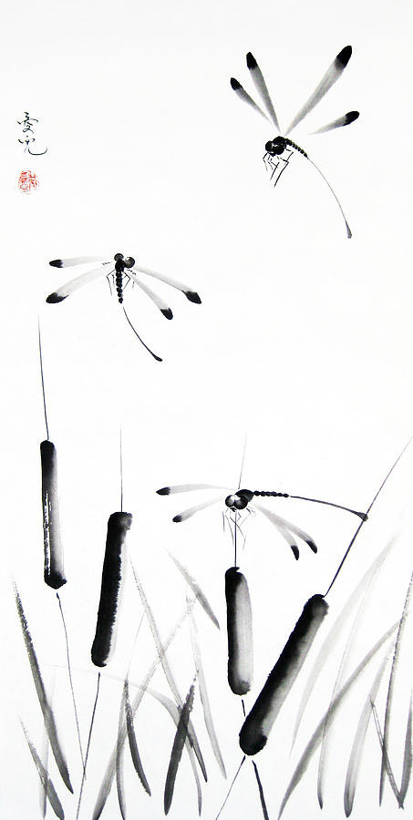 Brush Painting - Dragonfly Dance by Oiyee At Oystudio