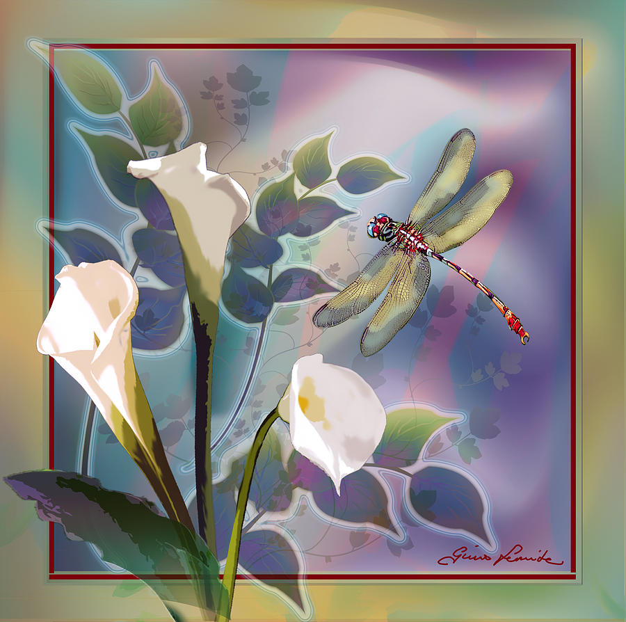 Dragonfly Dream in Green and Purple Painting by Regina Femrite