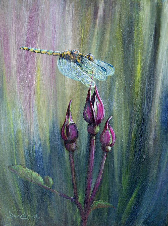 Dragonfly Painting - Dragonfly Hug by Dee Carpenter