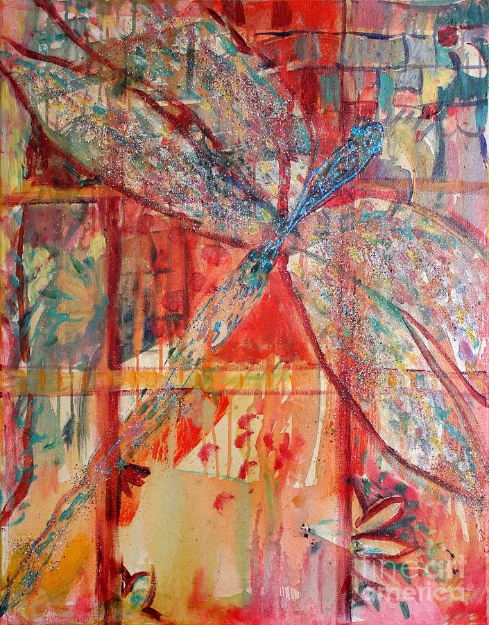 Dragonfly Painting - Dragonfly in a Window by Avonelle Kelsey