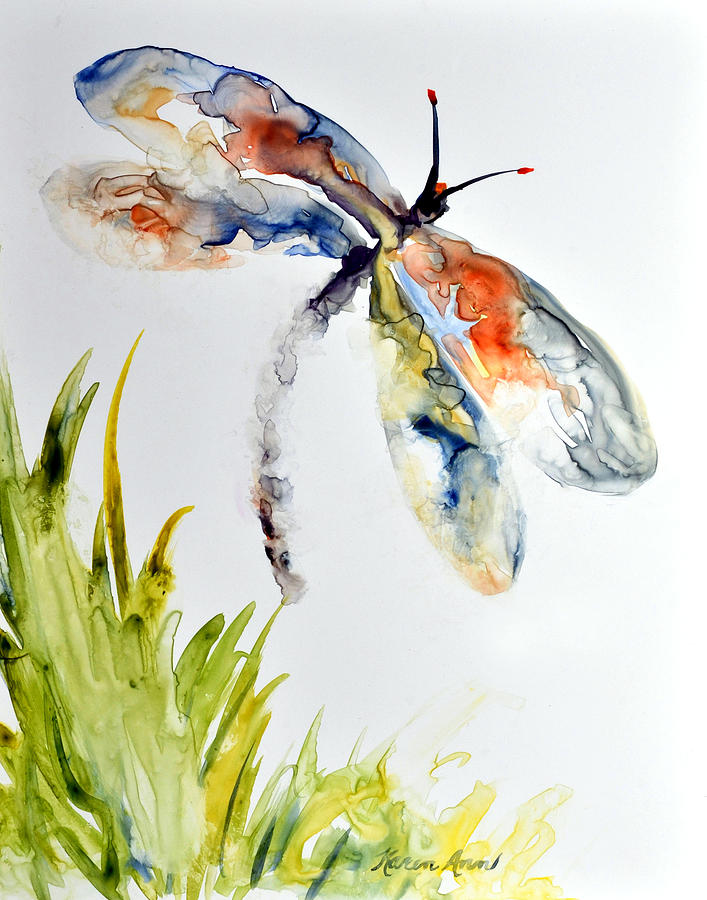 Dragonfly Painting by Karen Ann