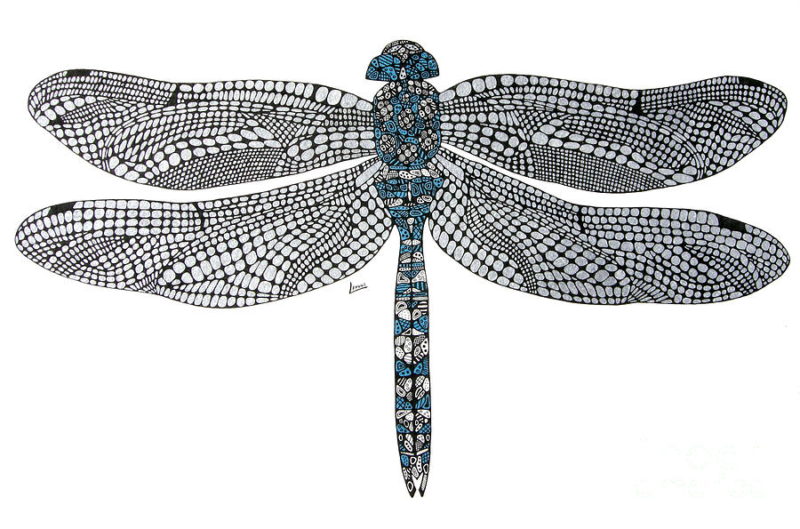 Dragonfly Drawing by Leanne Karlstrom