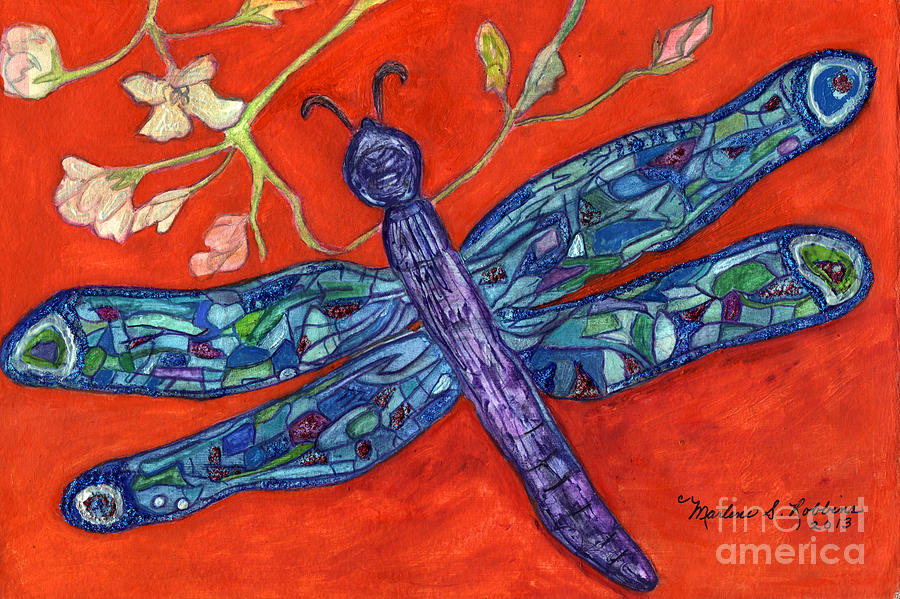 Flower Painting - Dragonfly by Marlene Robbins