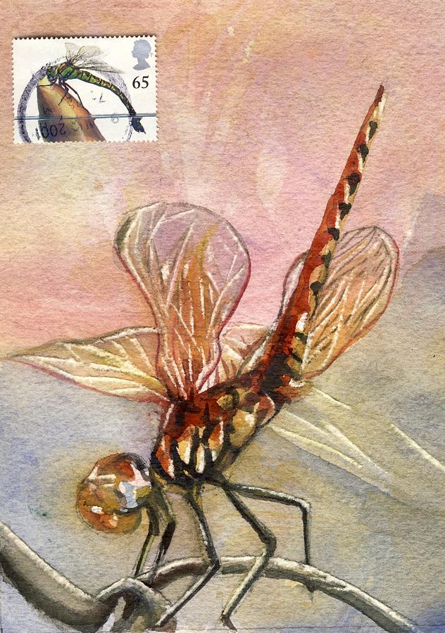 Dragonfly Painting With Stamp Painting by Alfred Ng