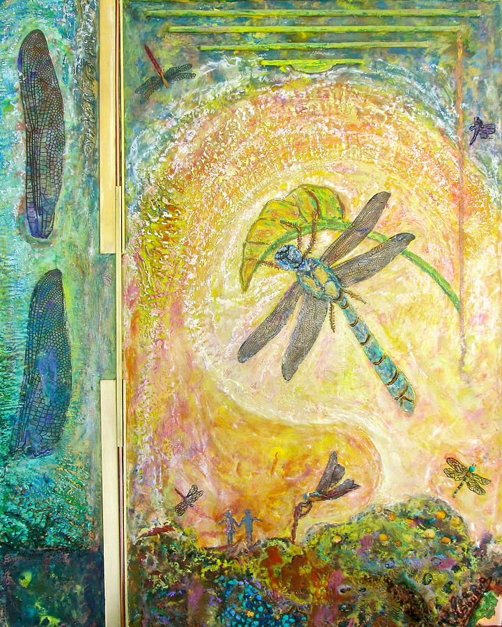 Insects Painting - Dragonfly Rendezvous by Joe Bourne