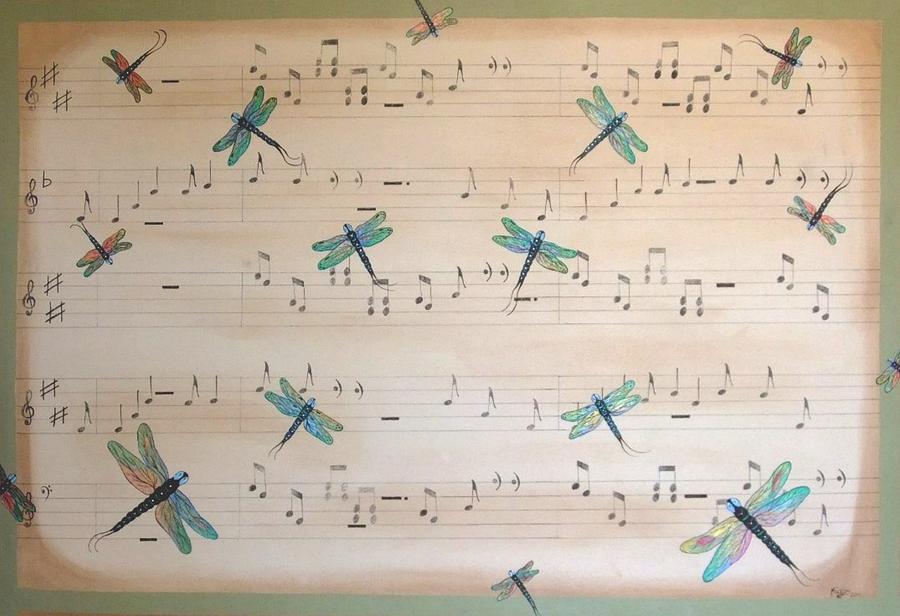 Dragonfly Symphony Painting by Cindy Micklos