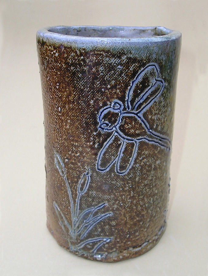 Vase Sculpture - Dragonfly Vase by Jeanette K