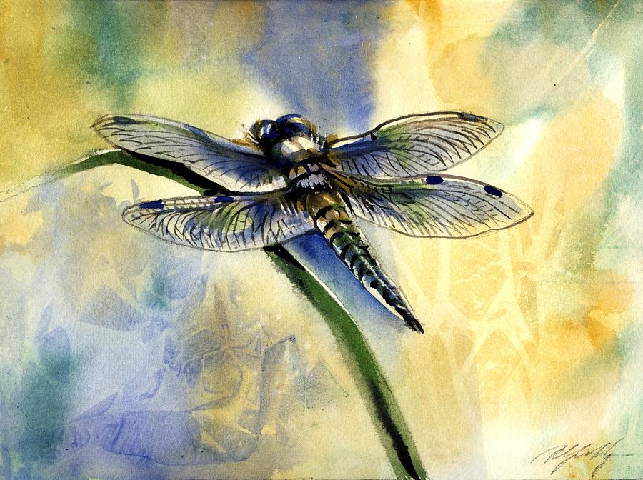 Dragonfly Watercolor Painting by Alfred Ng