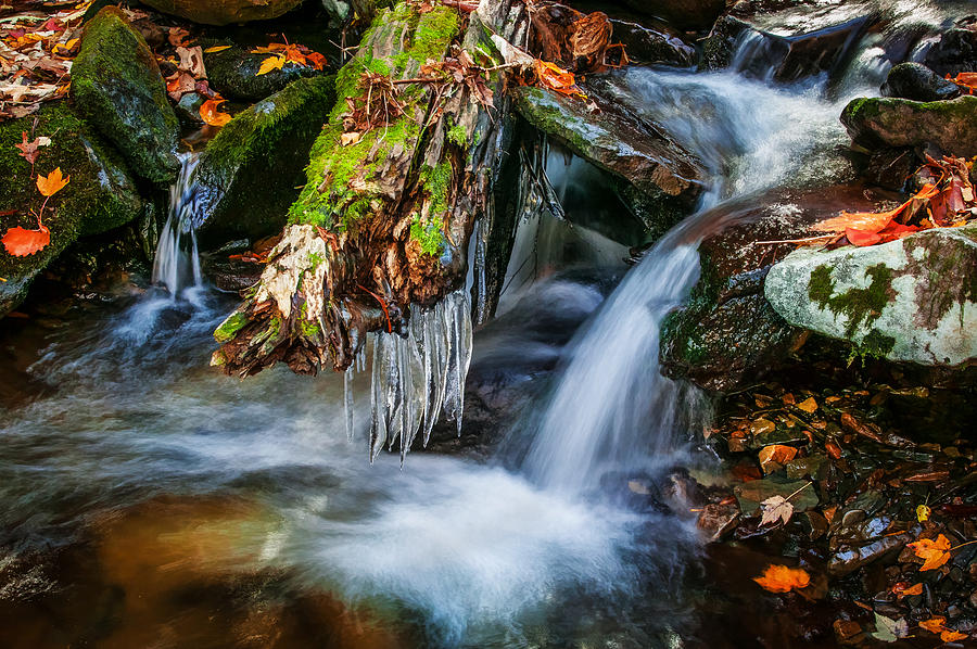 Dragons Teeth Icicles Waterfall Great Smoky Mountains Painted  Photograph by Rich Franco
