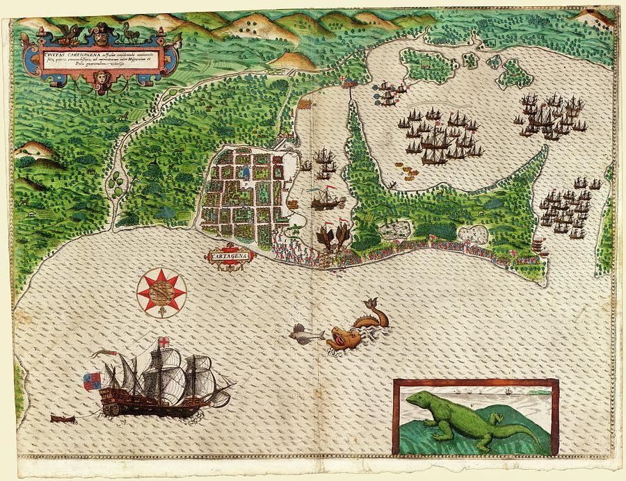 Drakes Attack On Cartagena Photograph by Library Of Congress, Rare Book And Special Collections Division