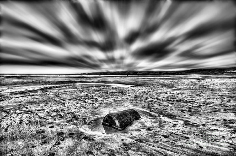 Drama At Freshwater West Mono Photograph by Steve Purnell