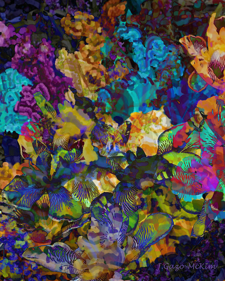 Dramatic Blooms 01 Digital Art by Jo-Anne Gazo-McKim