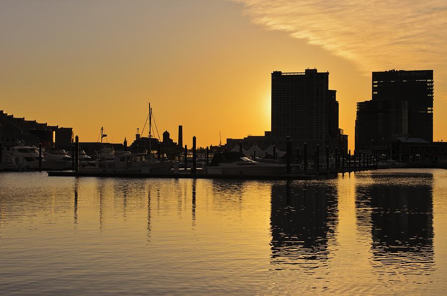 Dramatic Golden Sunrise Baltimore Inner Harbor  Photograph by Marianne Campolongo