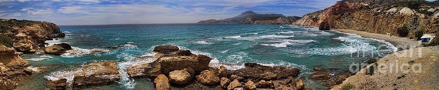 Greek Photograph - Dramatic Ocean Panorama on Milos Island Greece by David Smith